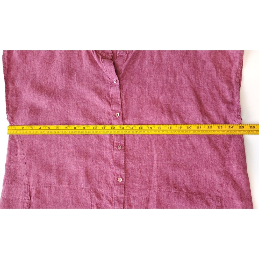 EILEEN FISHER Organic Linen Delave Shirtdress in Berry Pink Comfy Casual - 1X - Picture 8 of 10